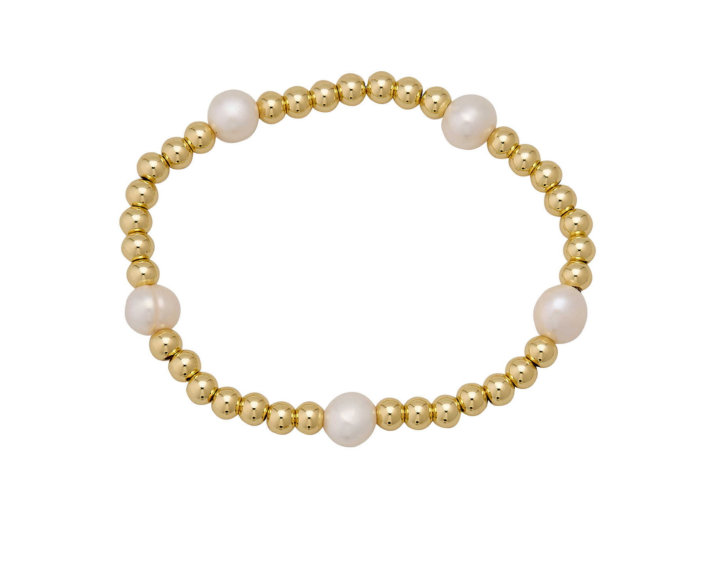 6MM Water Resistant Gold Ball + Fresh Water Pearl Bracelet