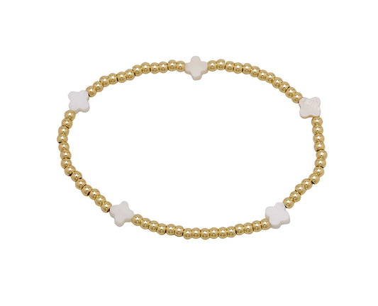 3MM Water Resistant Gold Ball + Shell Clover Bracelet