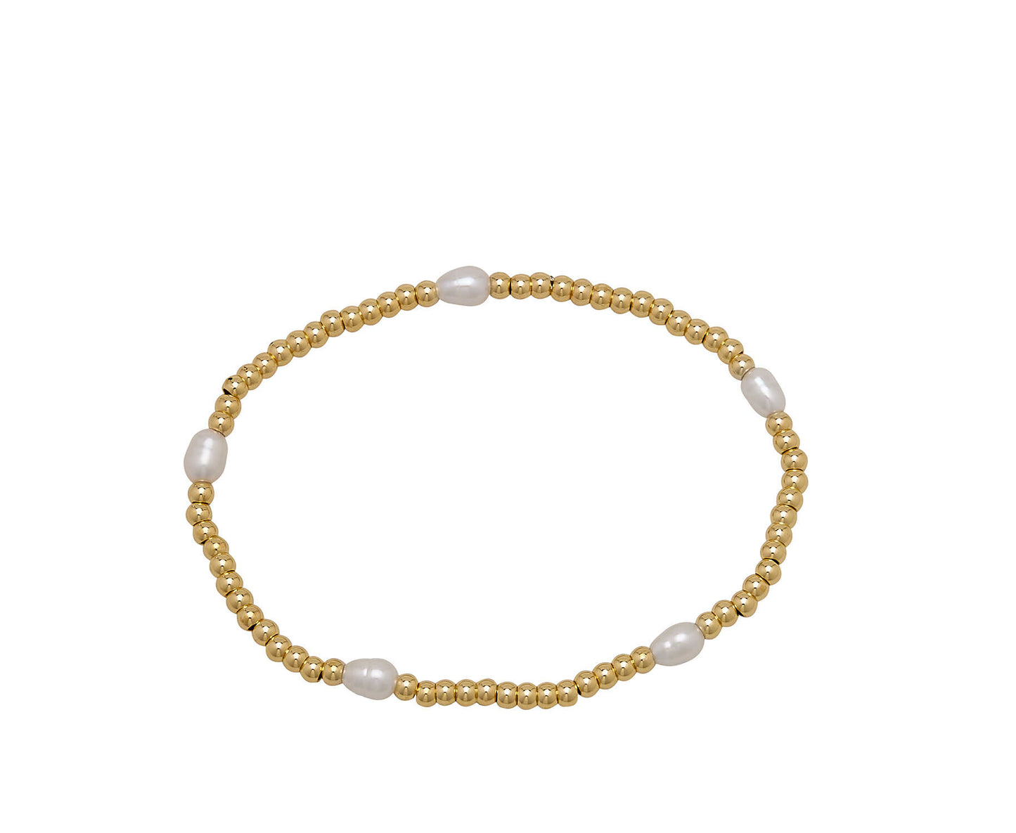 3MM Water Resistant Gold Ball + Rice Pearls Bracelet