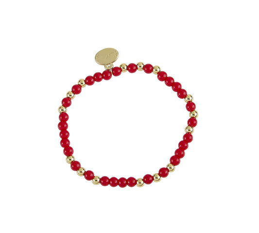 4MM Gold Ball Water Resistant Glass Stone Garnet Red