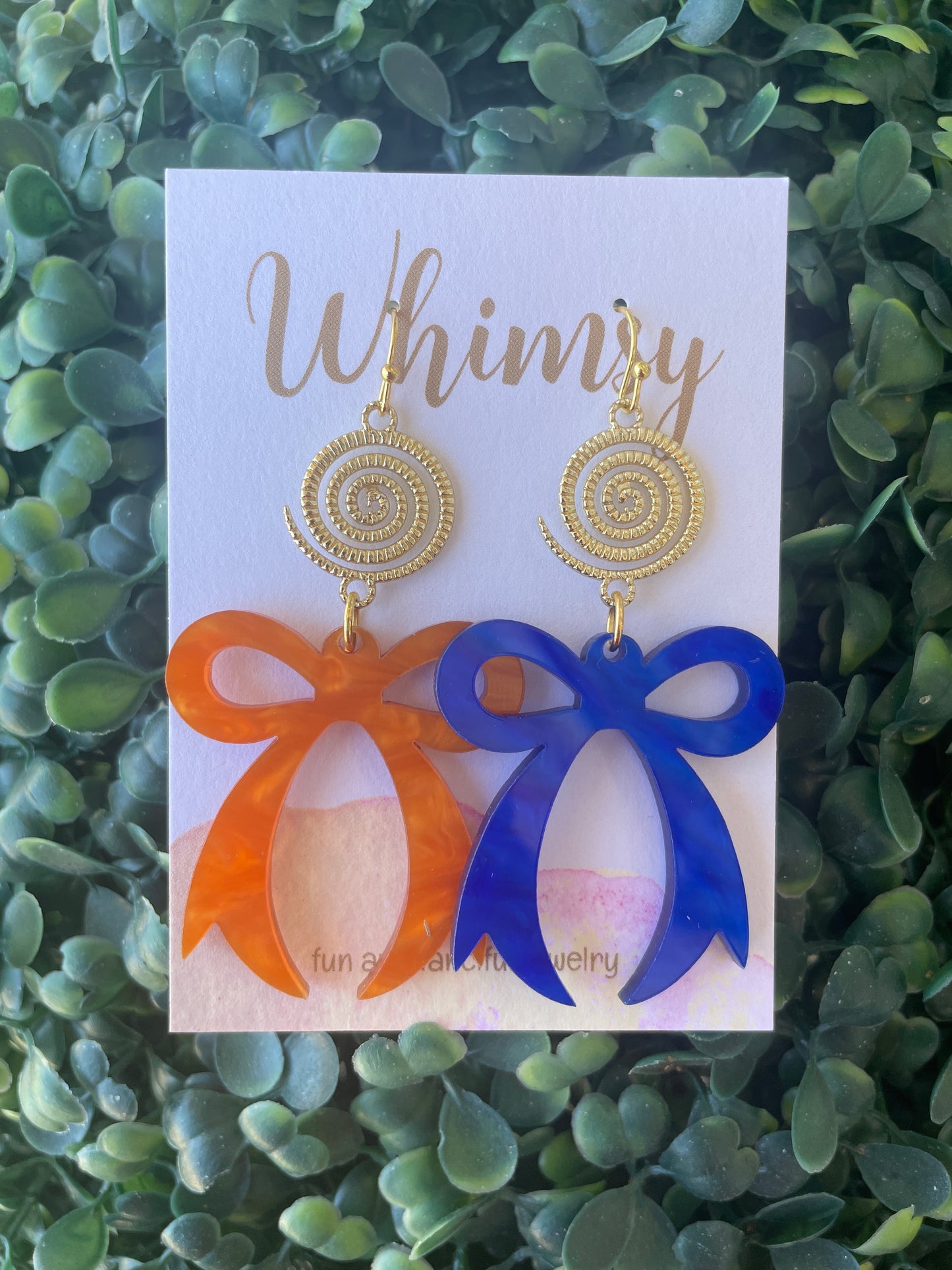 Orange & Blue Bow Earrings