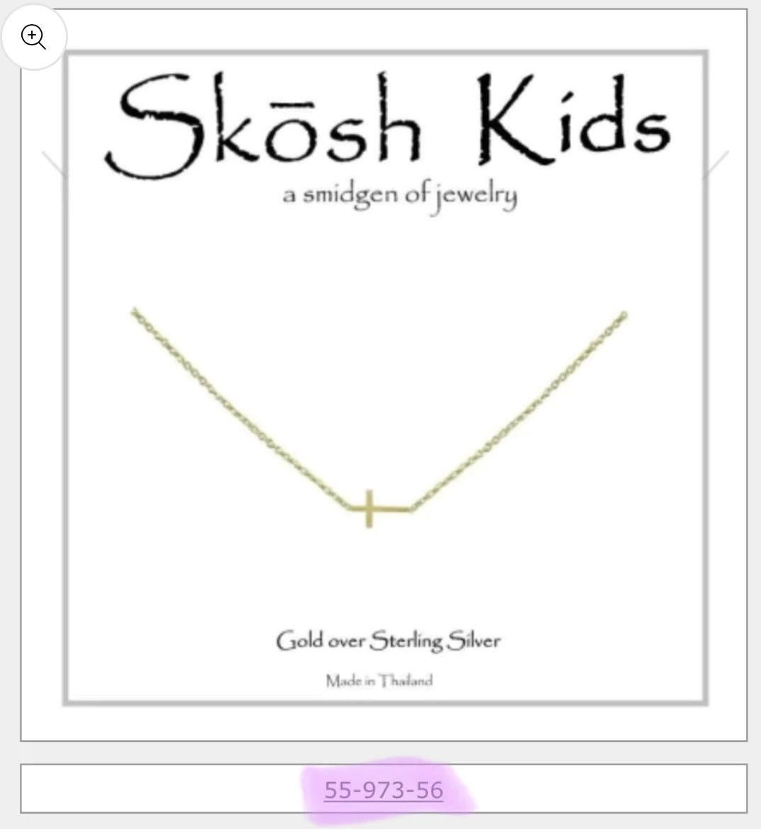 Skosh Kids + Dainty Sideways Cross Necklace