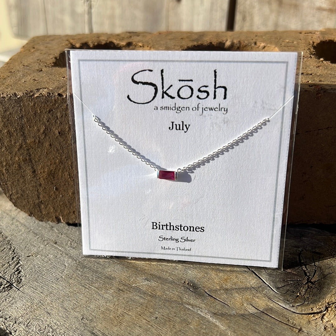 Silver Baguette Birthstone Necklace