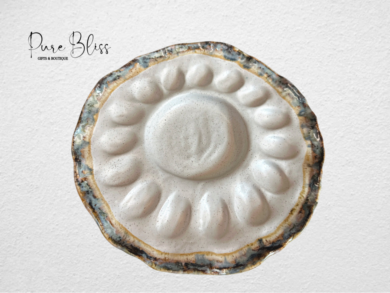 Handcrafted Egg Platter Pottery Magnolia