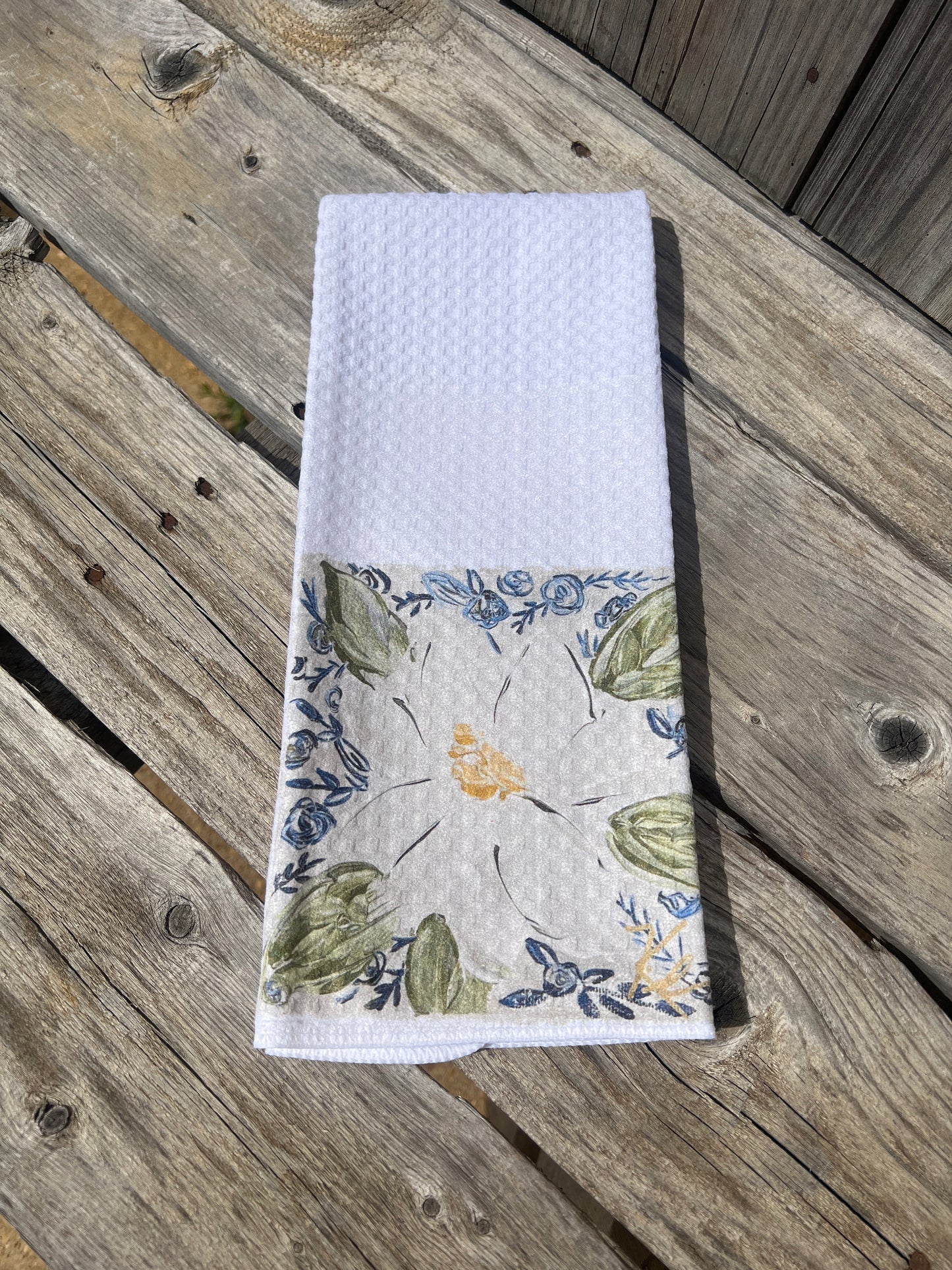 Blue Magnolia Tea Towel