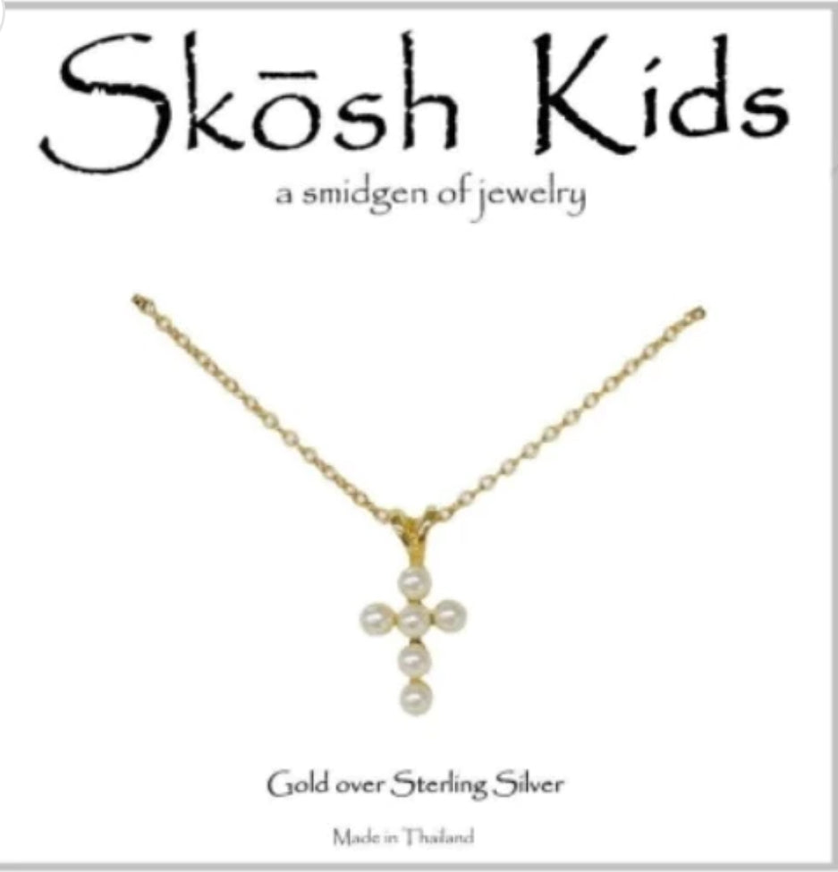 Skosh Kids + Cross with Pearls Necklace