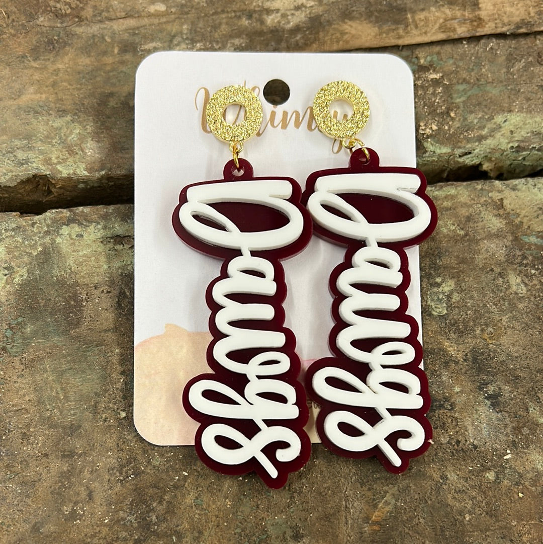 Gold & Maroon Dawgs Earrings