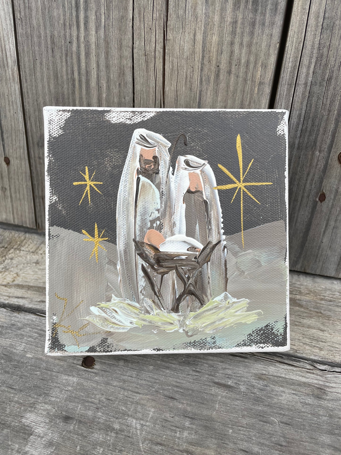 Dark Grey Nativity Canvas