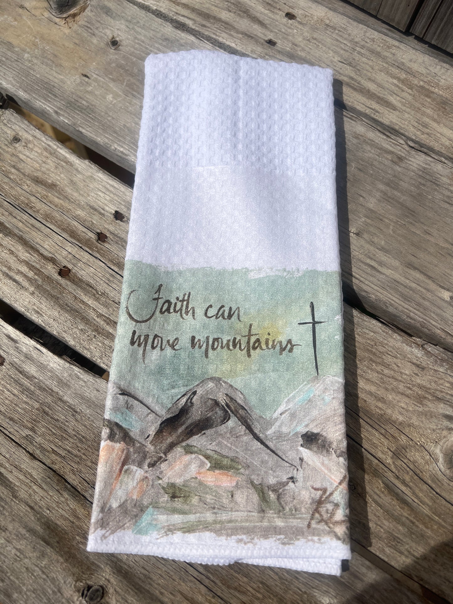 Faith Can Move Mountains Tea Towel