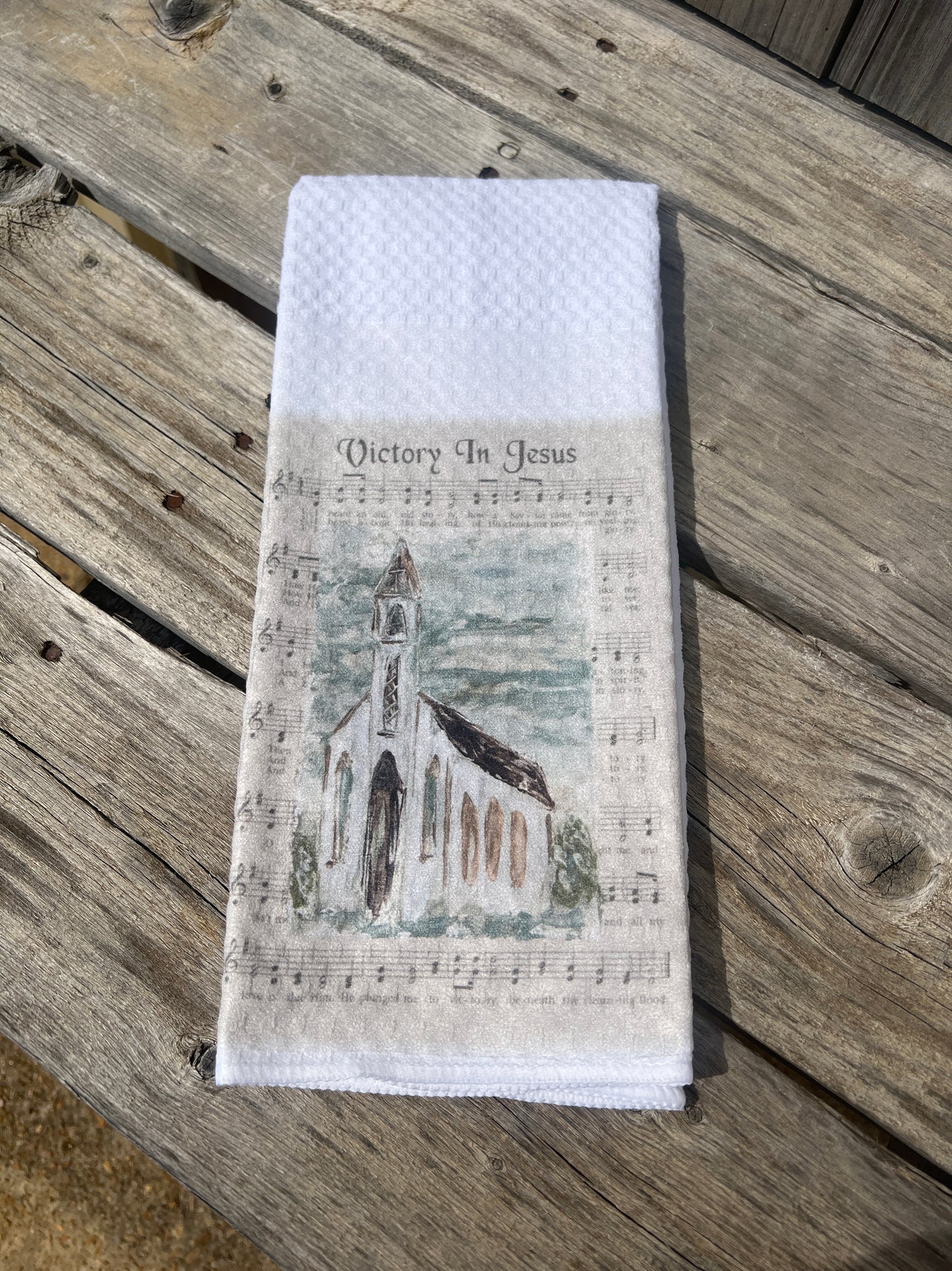 Victory in Jesus Tea Towel