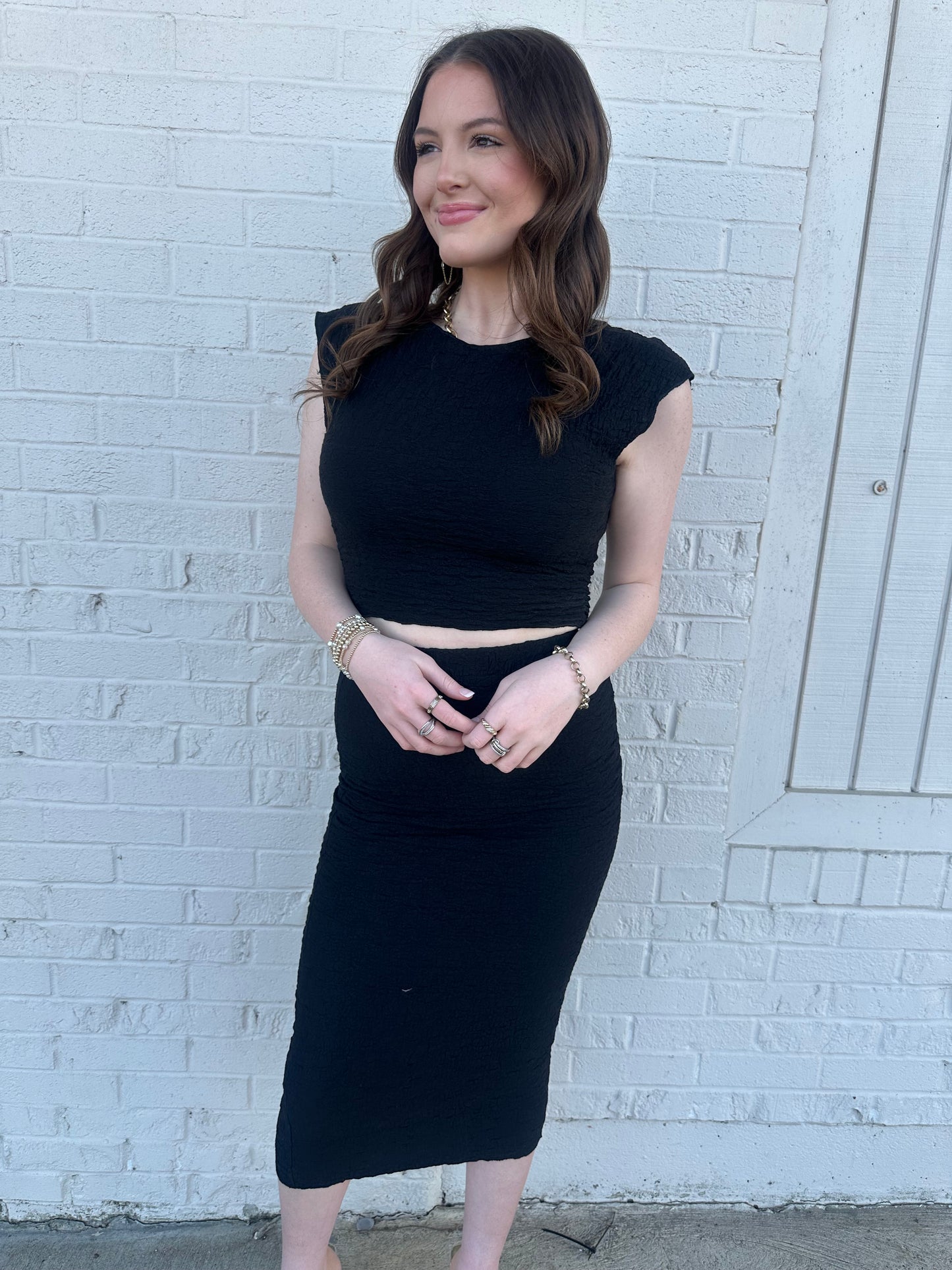 Black Textured Sleeveless Top