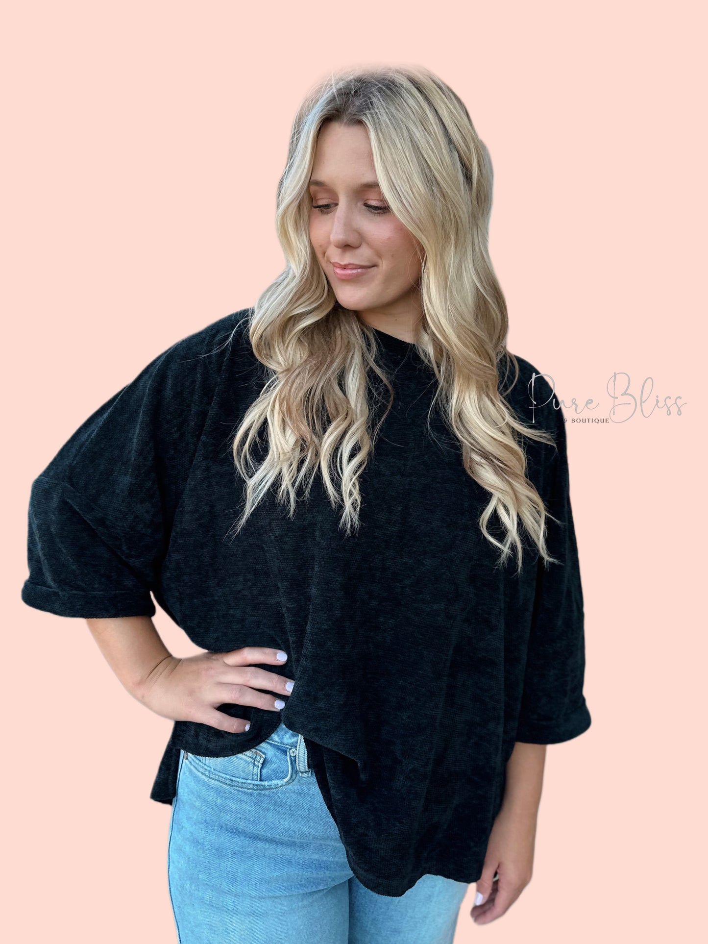 Black Soft Chennile Top