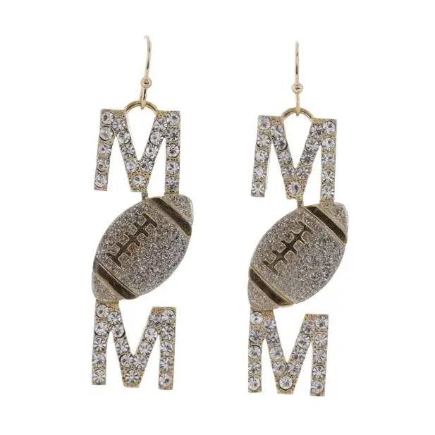 Glitter Mom Football Earrings