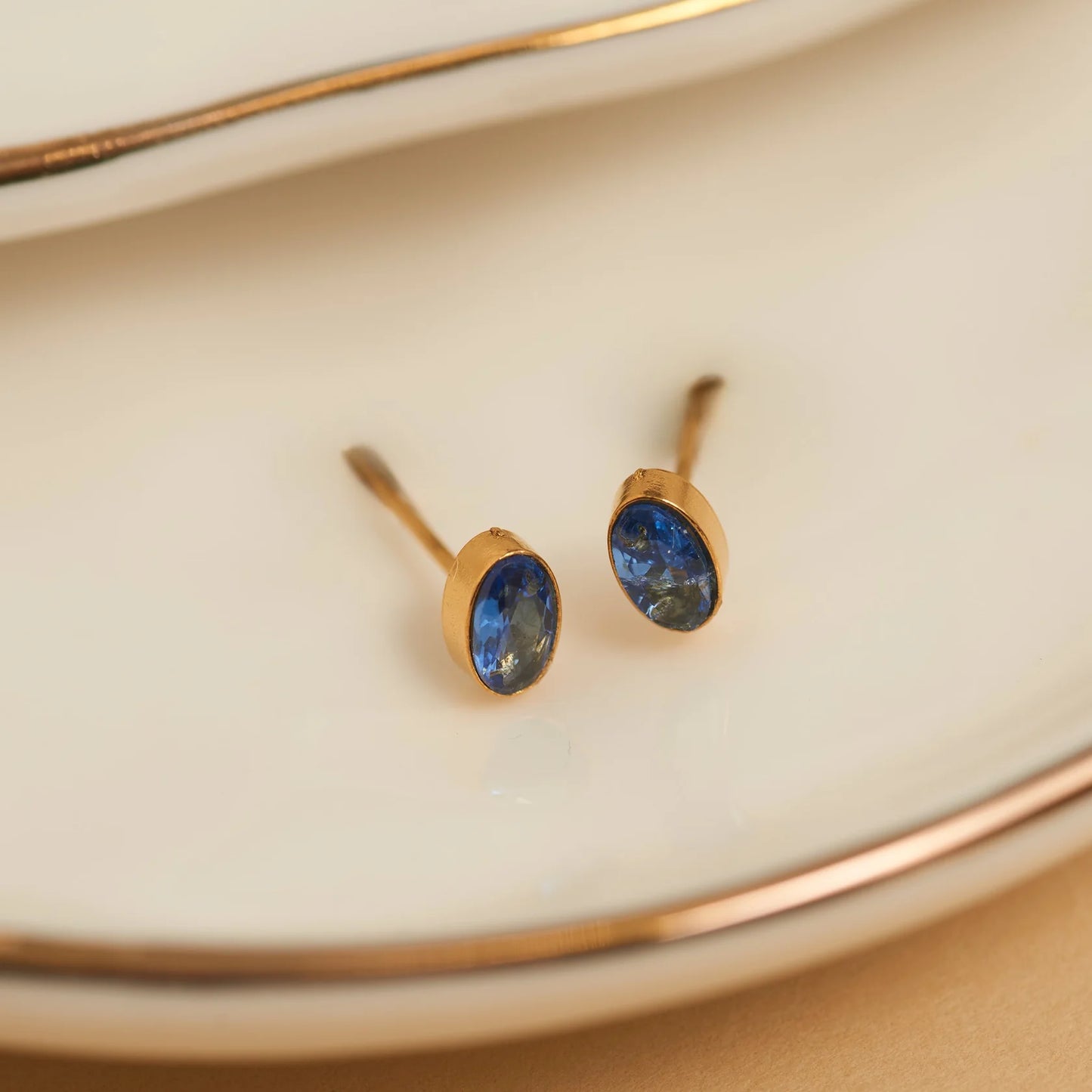 Blue Opal Oval Gem Stud