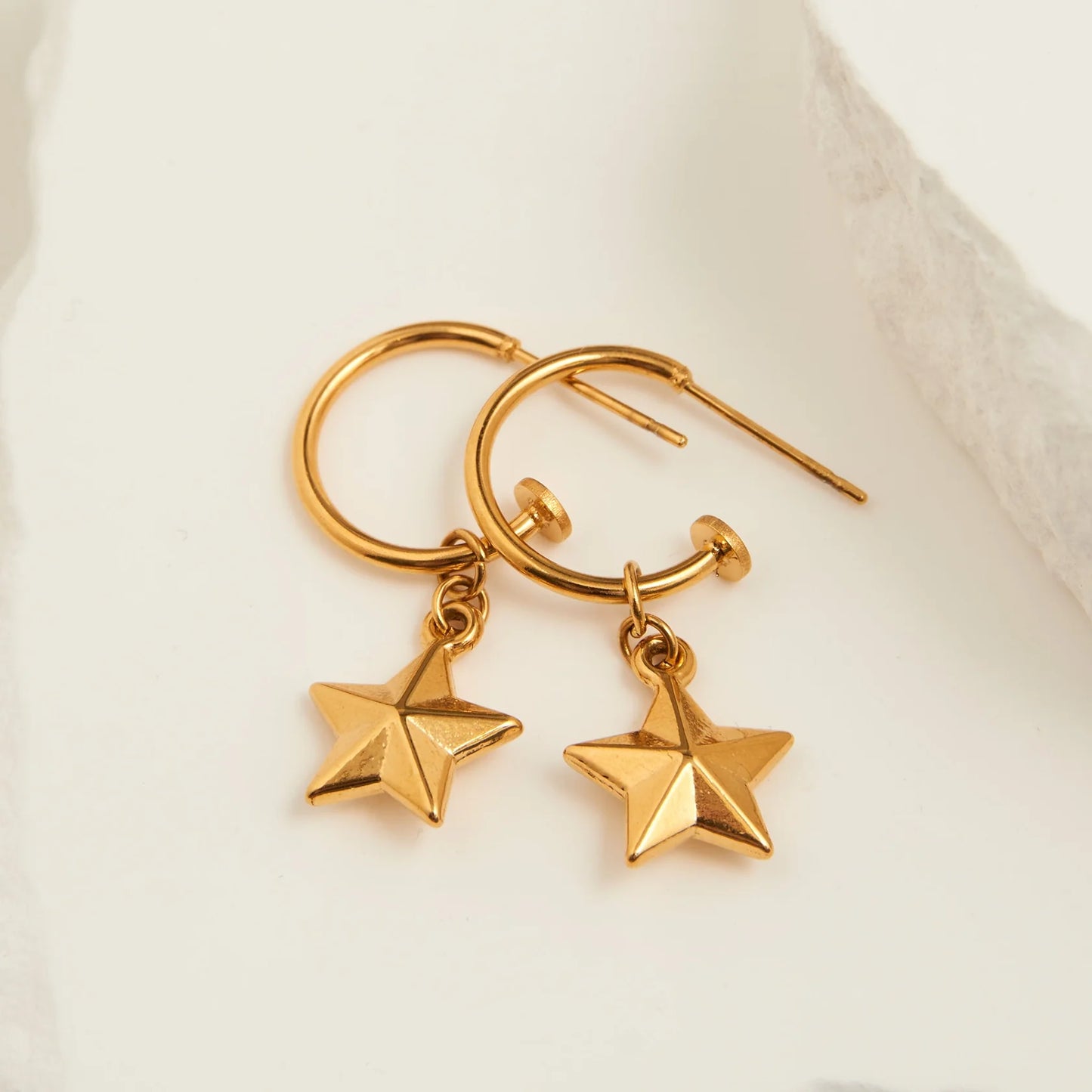 Star Charm Gold Hoop Earrings