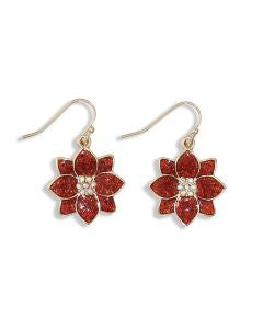 Gold Glitter Poinsettias Earrings