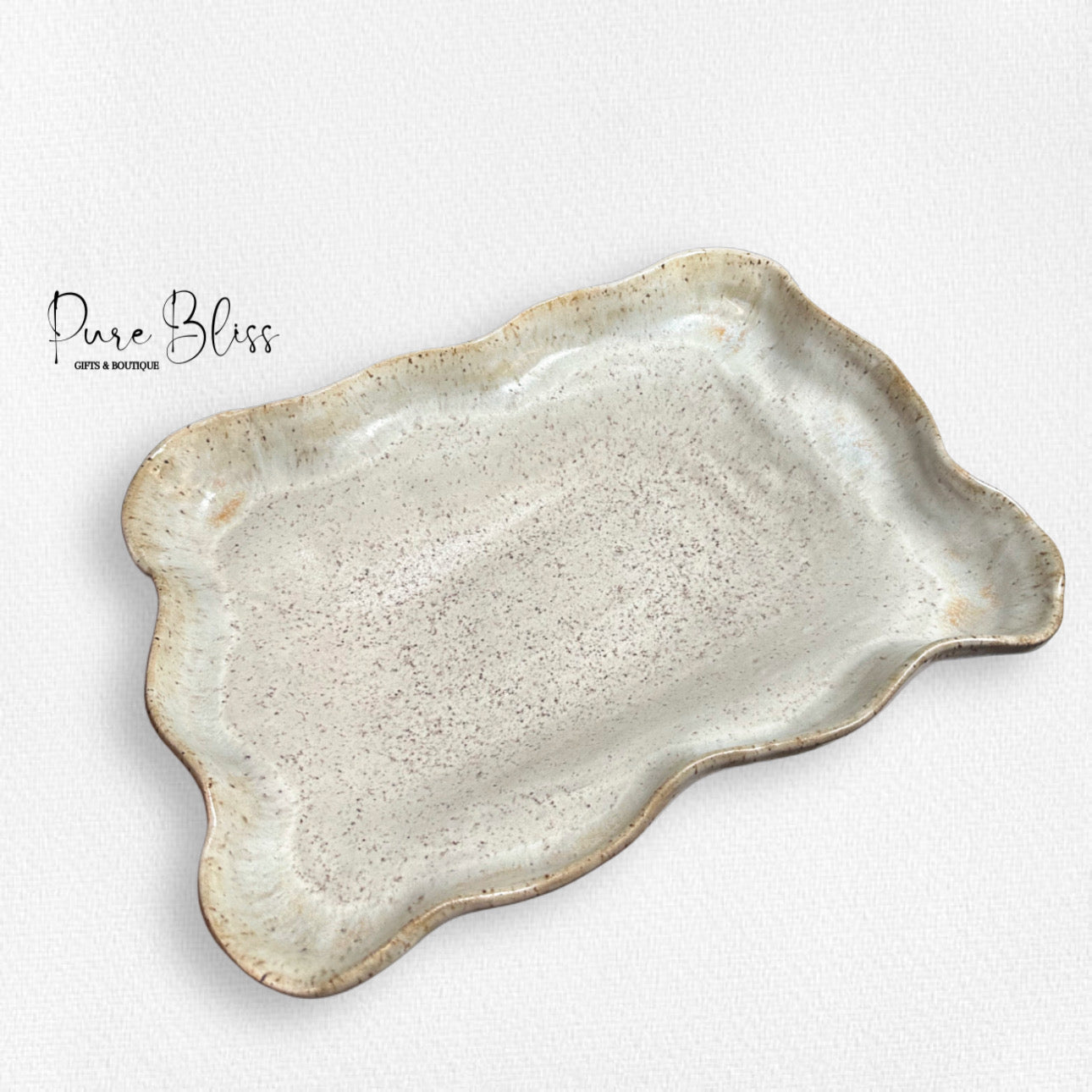 Deep Rectangle Server Pottery Dogwood