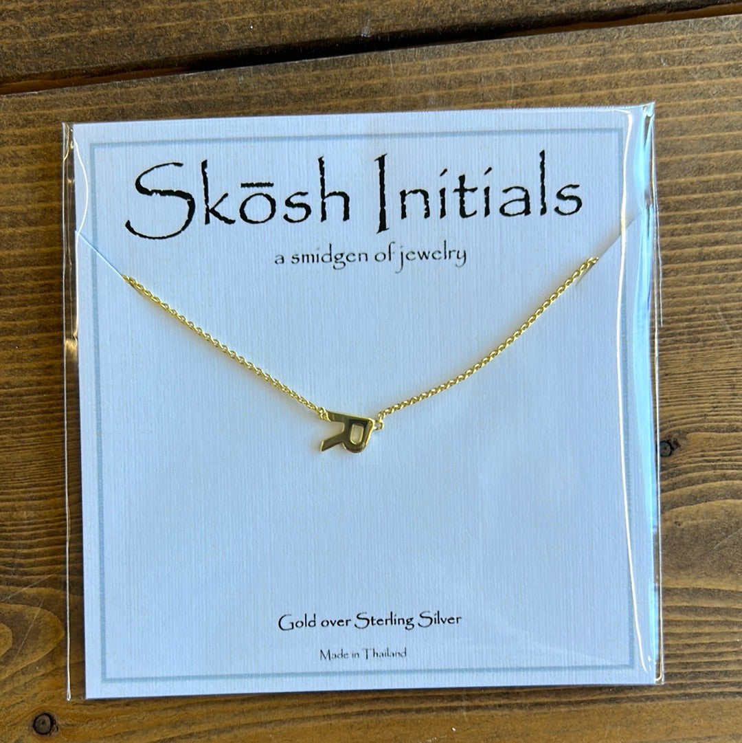 Skosh Sideways Initial Gold Necklaces