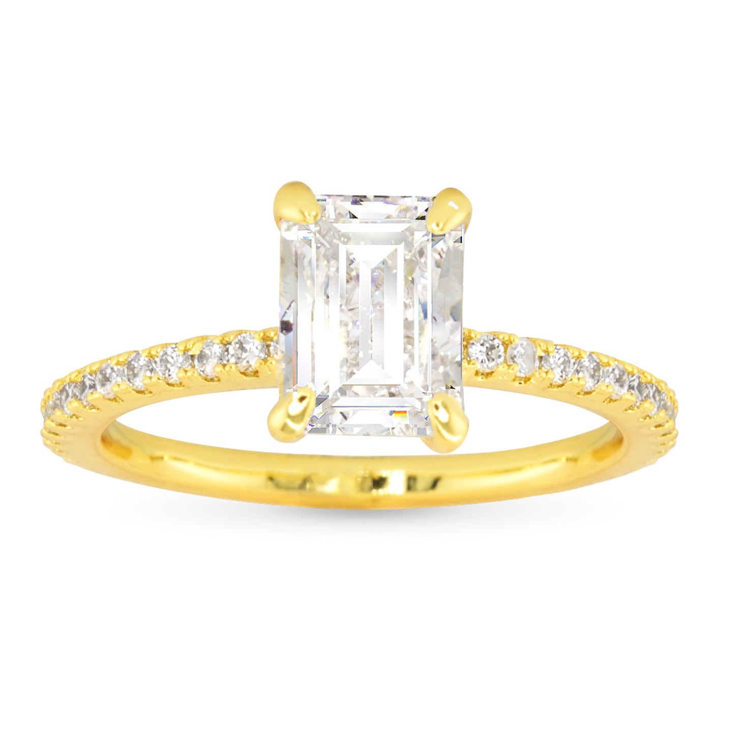 Gold Emerald Cut Solitaire Engagement Ring
