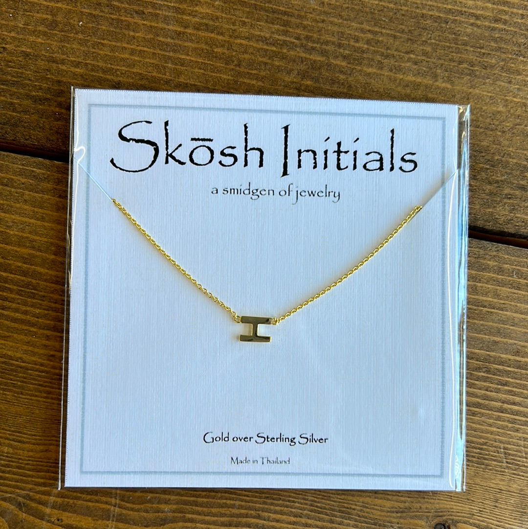 Skosh Sideways Initial Gold Necklaces