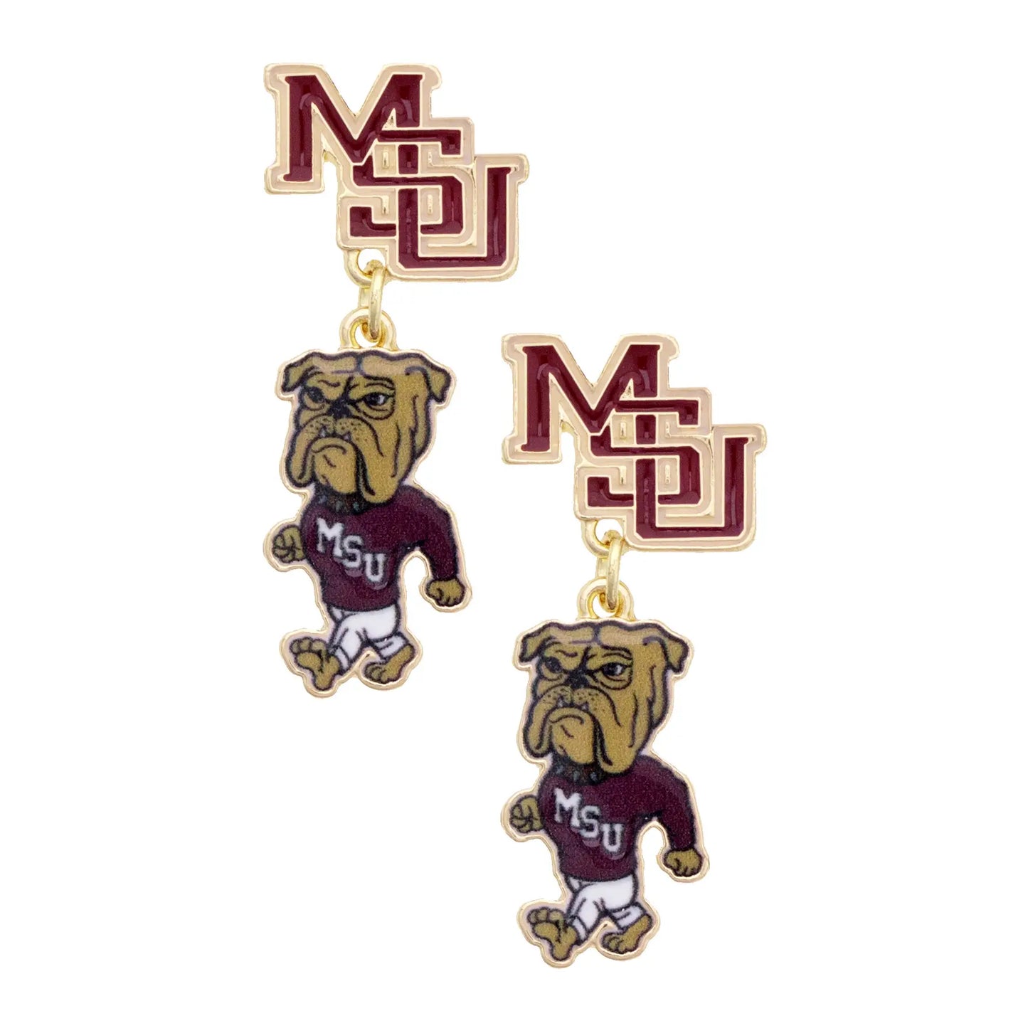Mississippi State Bulldogs Enamel Drop Earrings