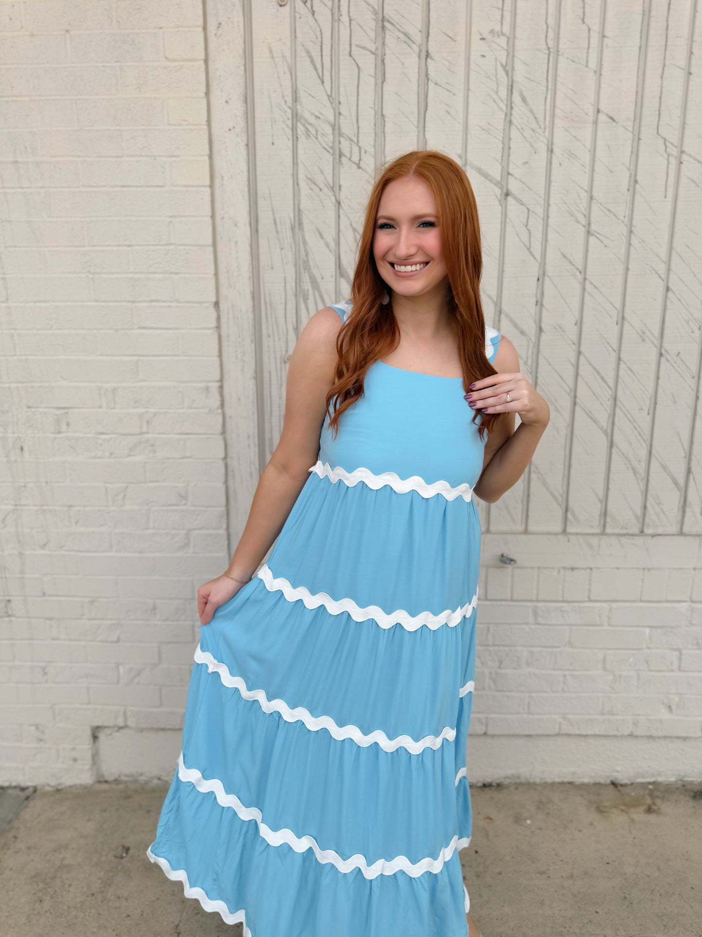 Ric Rac Tiered Blue Dress