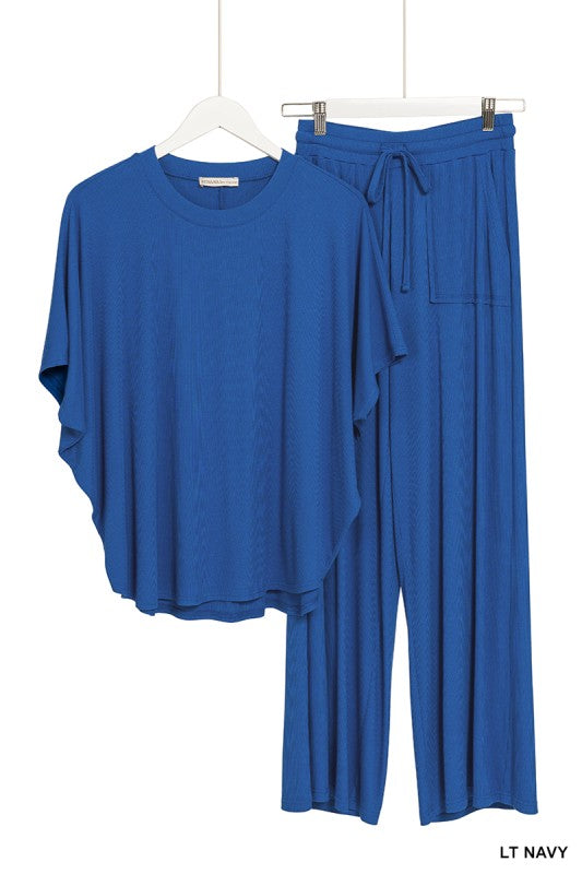 Relaxed Fit Top & Pant Set - Light Navy