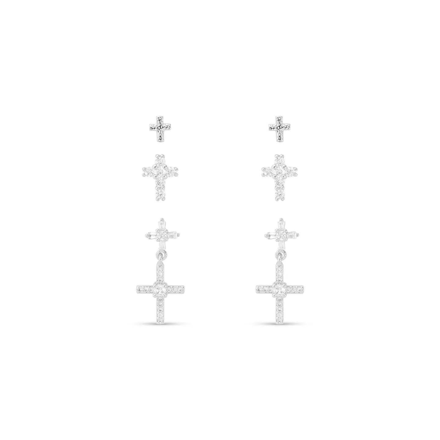 Silver Trio Drop Earrings