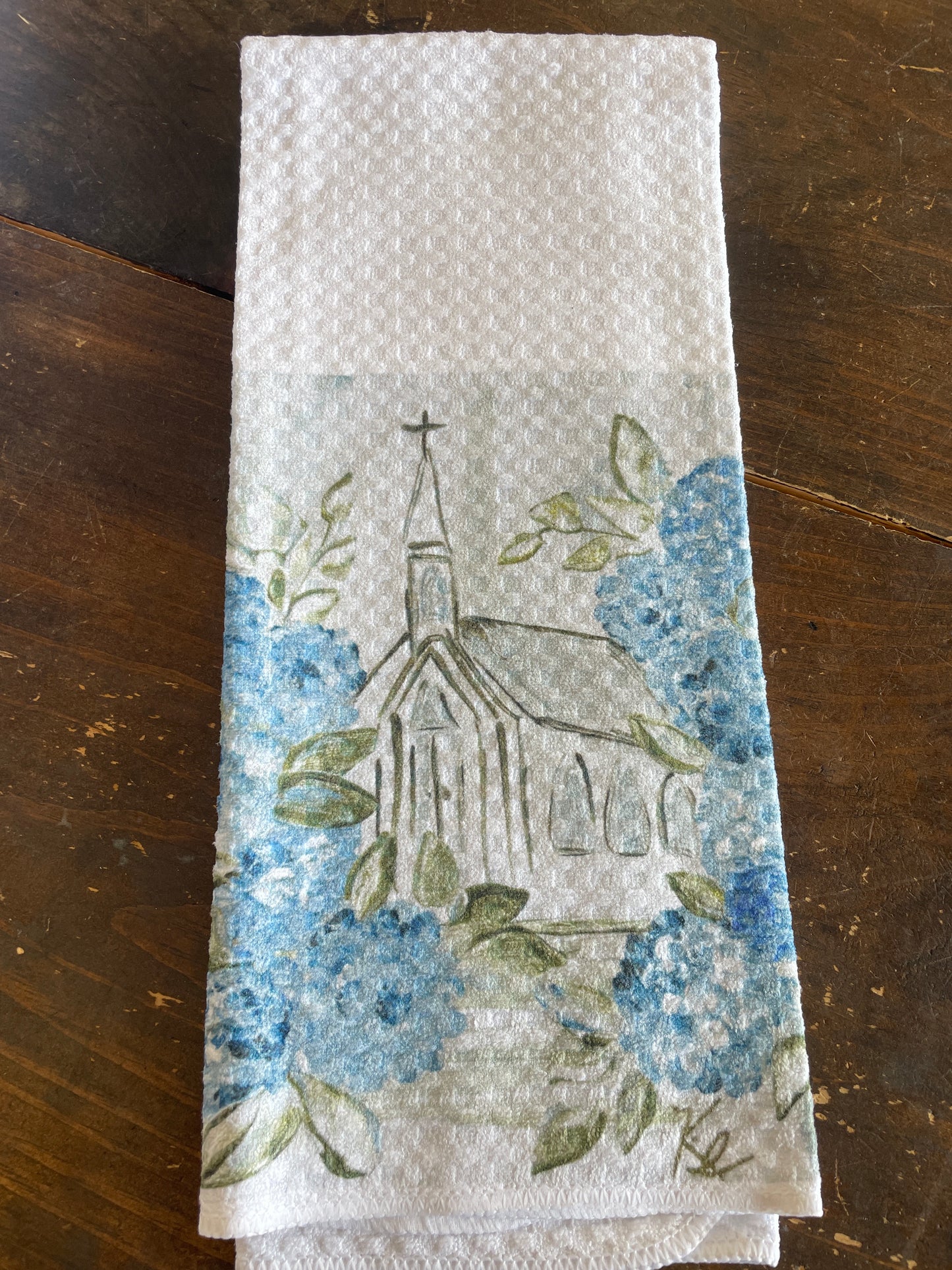 Floral Church Tea Towel