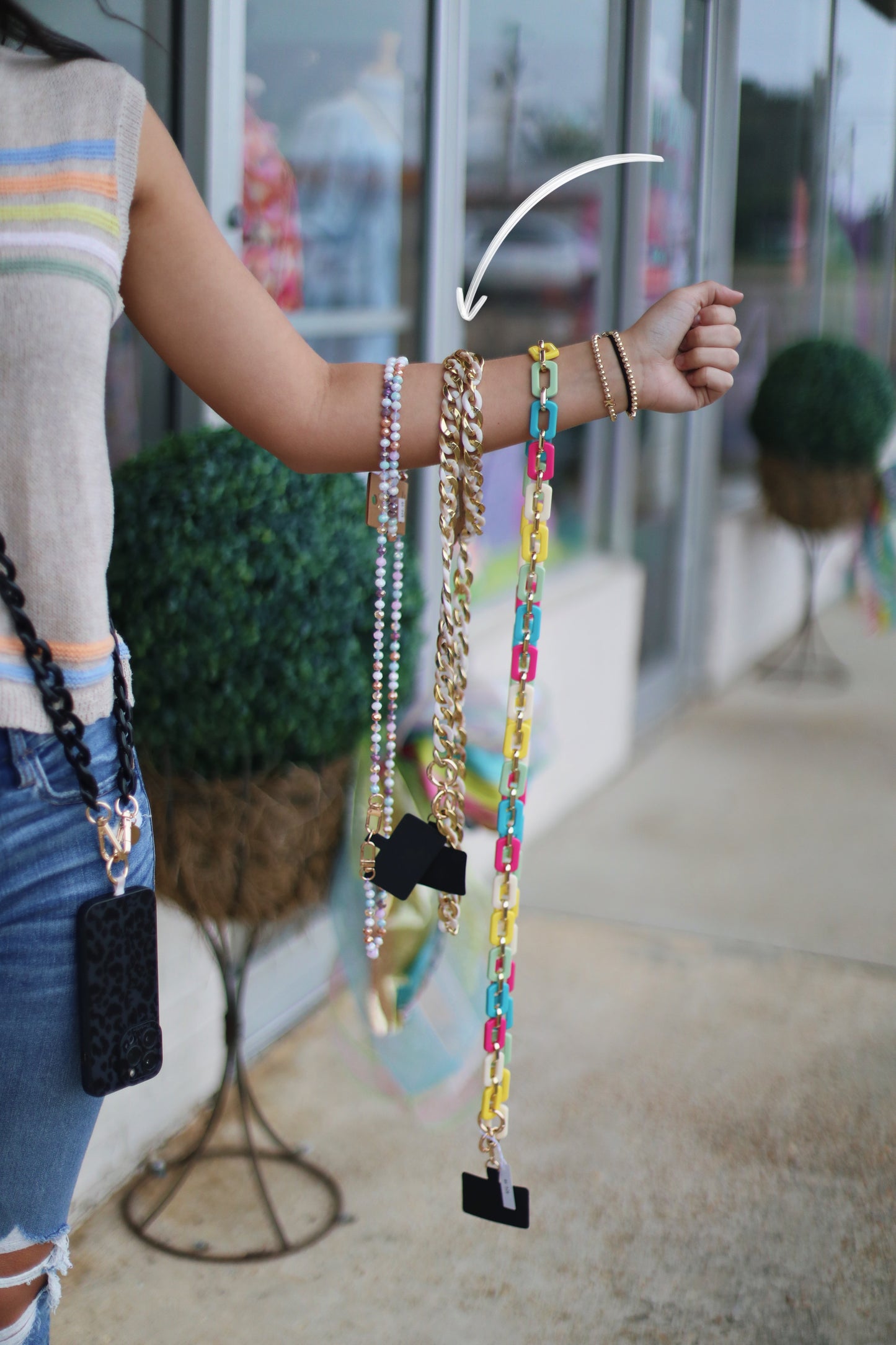 Marble & Gold Crossbody Phone Chain
