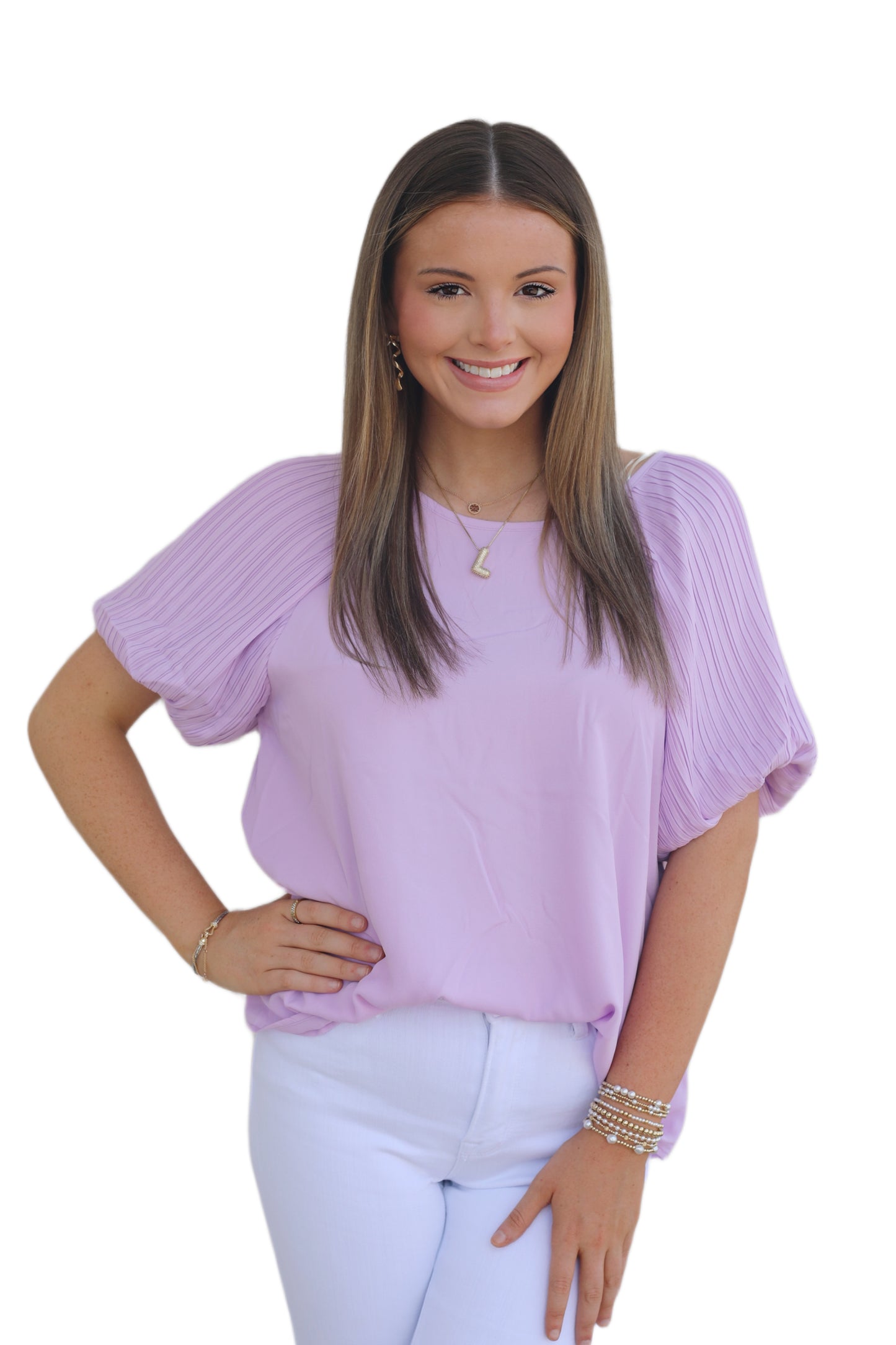 Lavender Balloon Sleeve Top