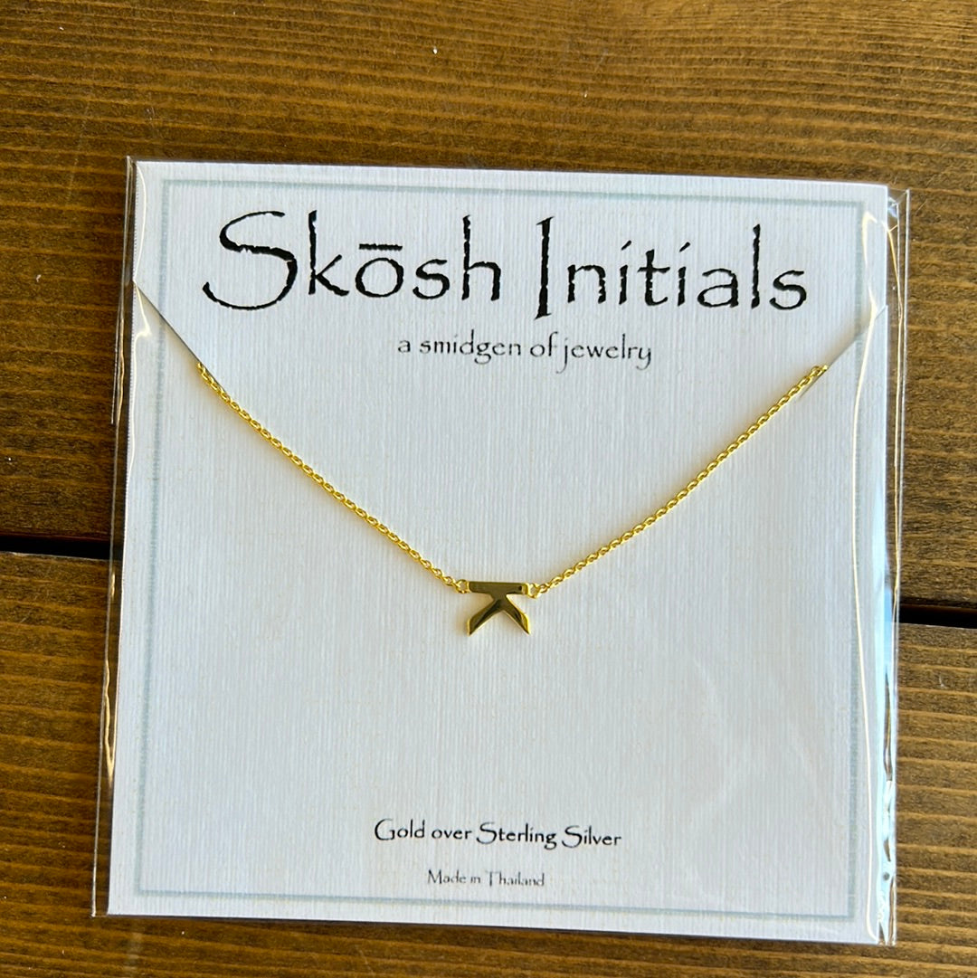 Skosh Sideways Initial Gold Necklaces