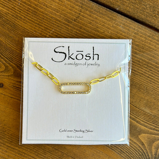 Gold Chain Link necklace with Diamonds