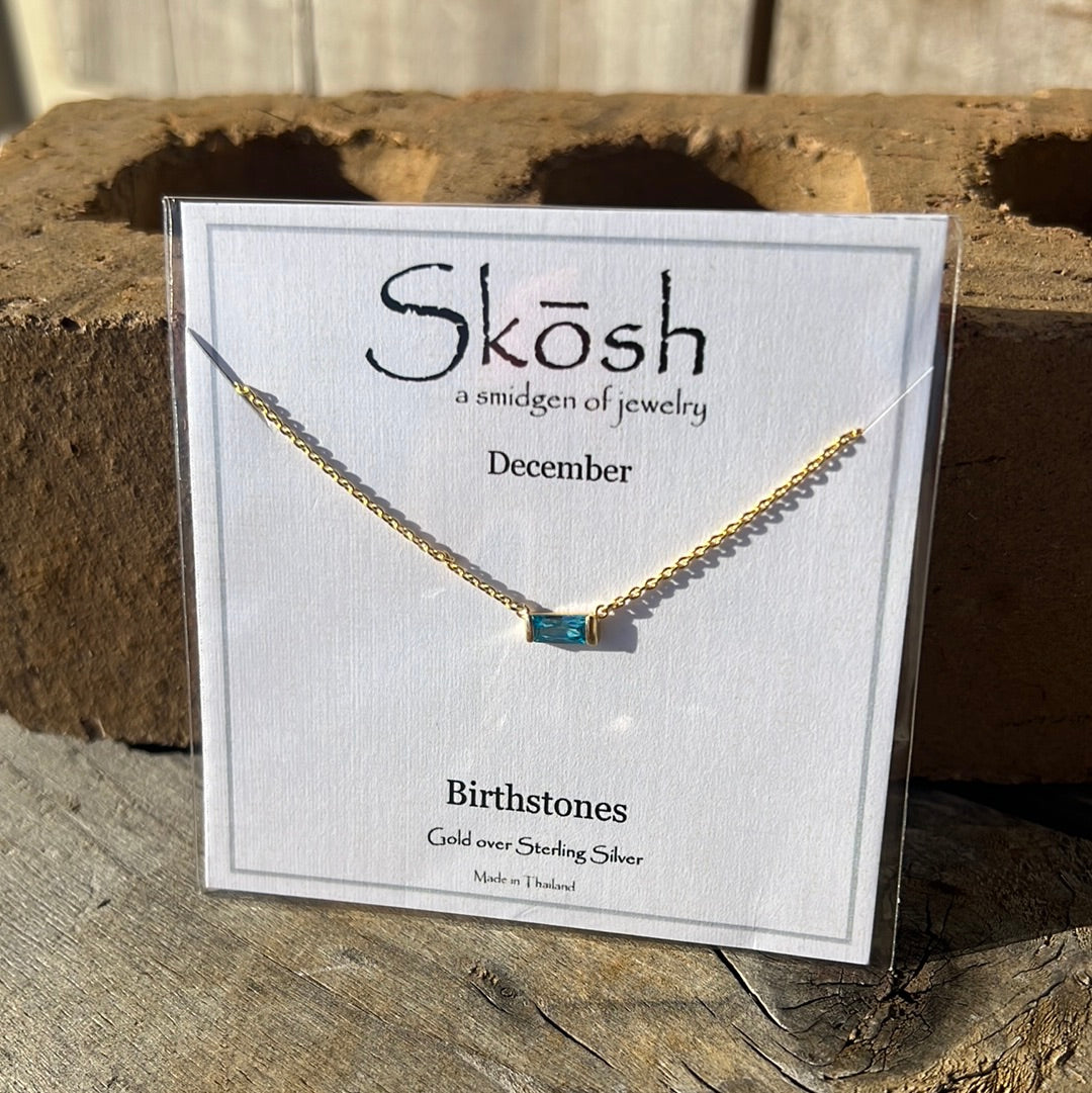 Gold Baguette Birthstone Necklace