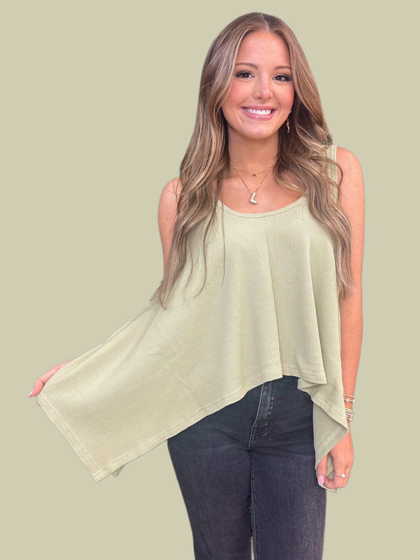 High Low flare Knit Tank Top
