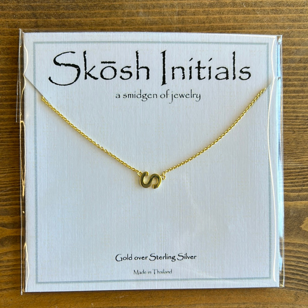 Skosh Sideways Initial Gold Necklaces