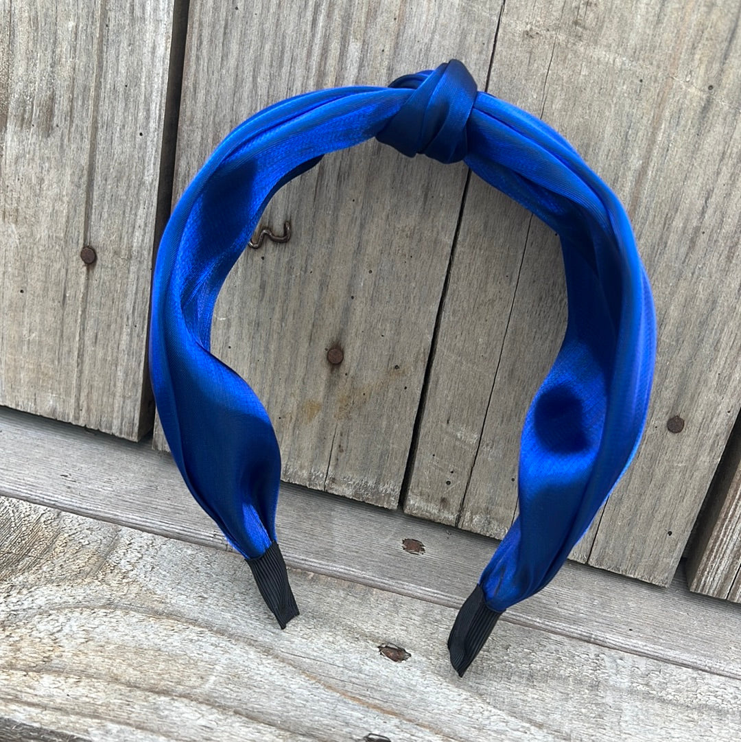 Navy Satin Metallic Headband