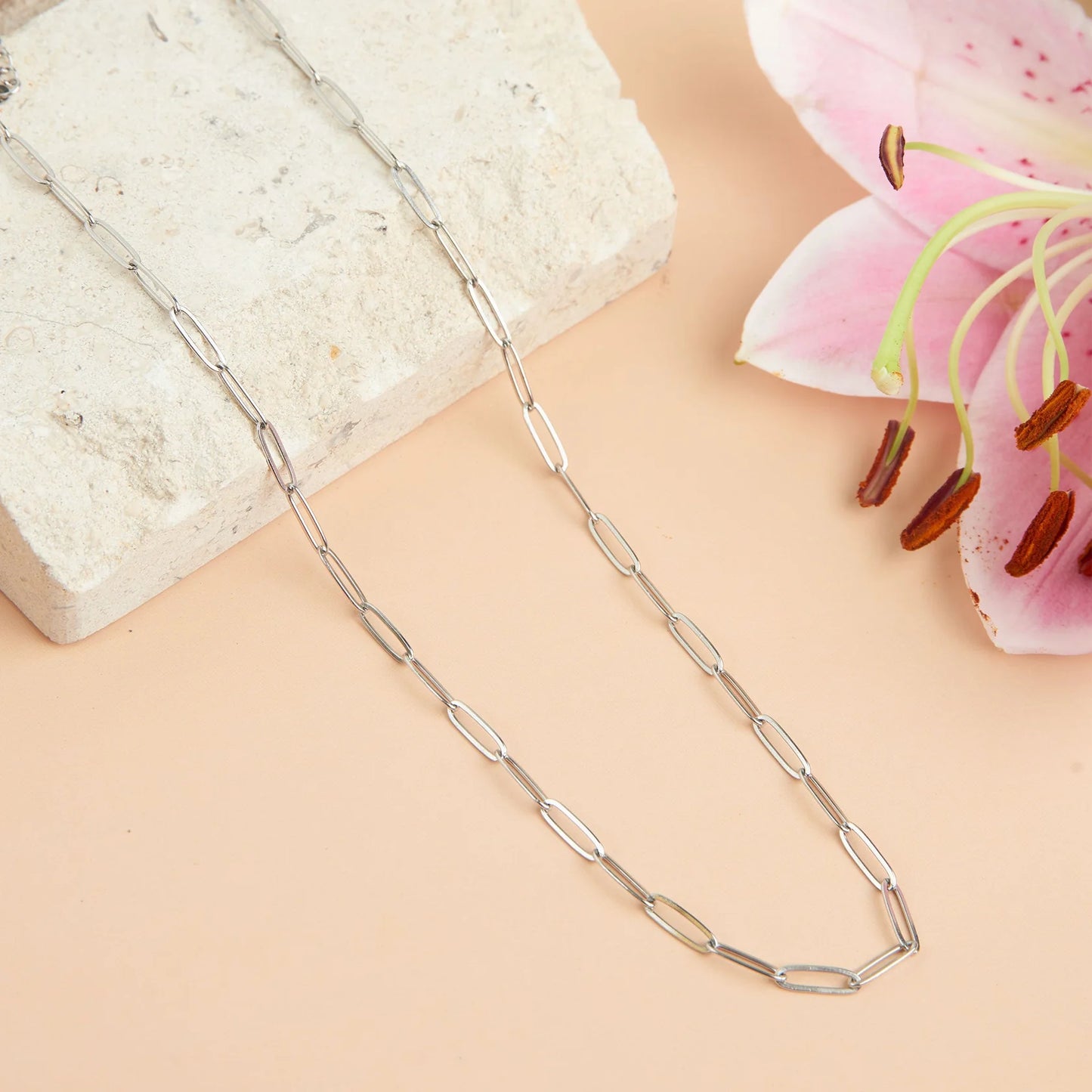 Silver Paperclip Chain Necklace