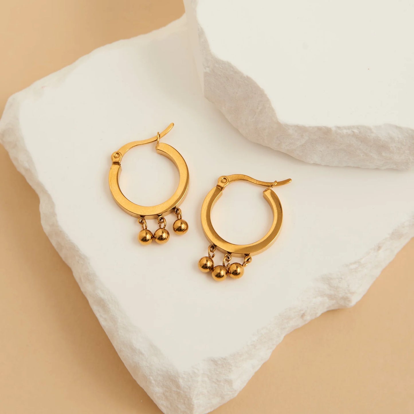 Dangle Hoop Gold Earring