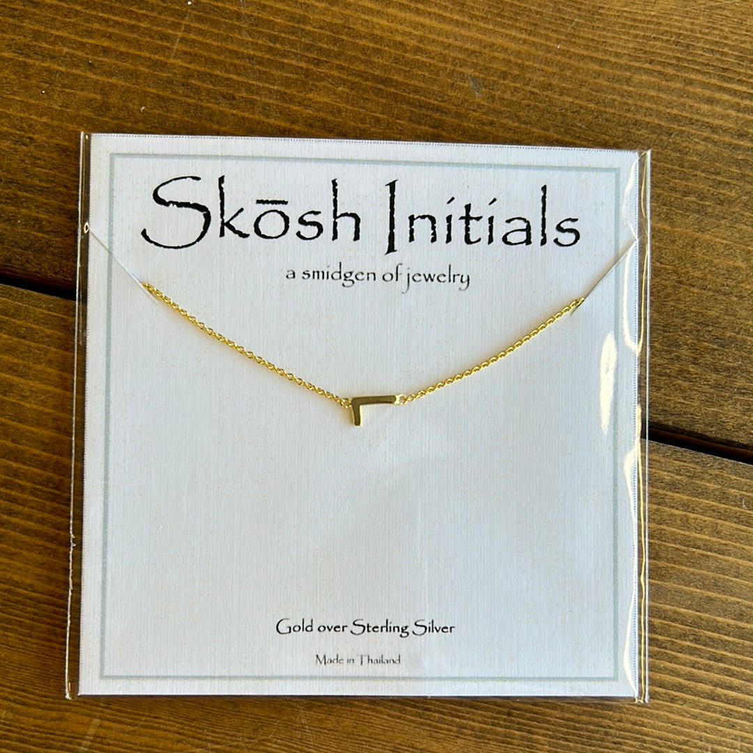 Skosh Sideways Initial Gold Necklaces