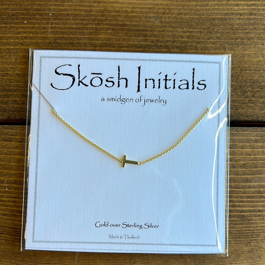 Skosh Sideways Initial Gold Necklaces
