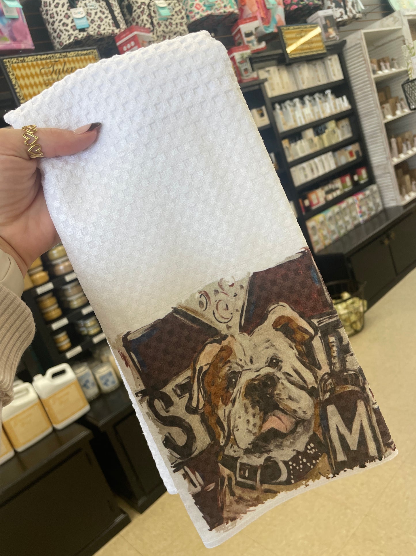 Bulldog W/ Collar Tea Towel