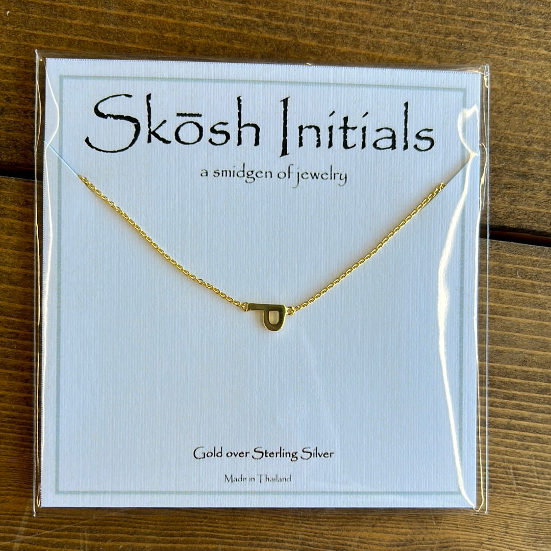 Skosh Sideways Initial Gold Necklaces