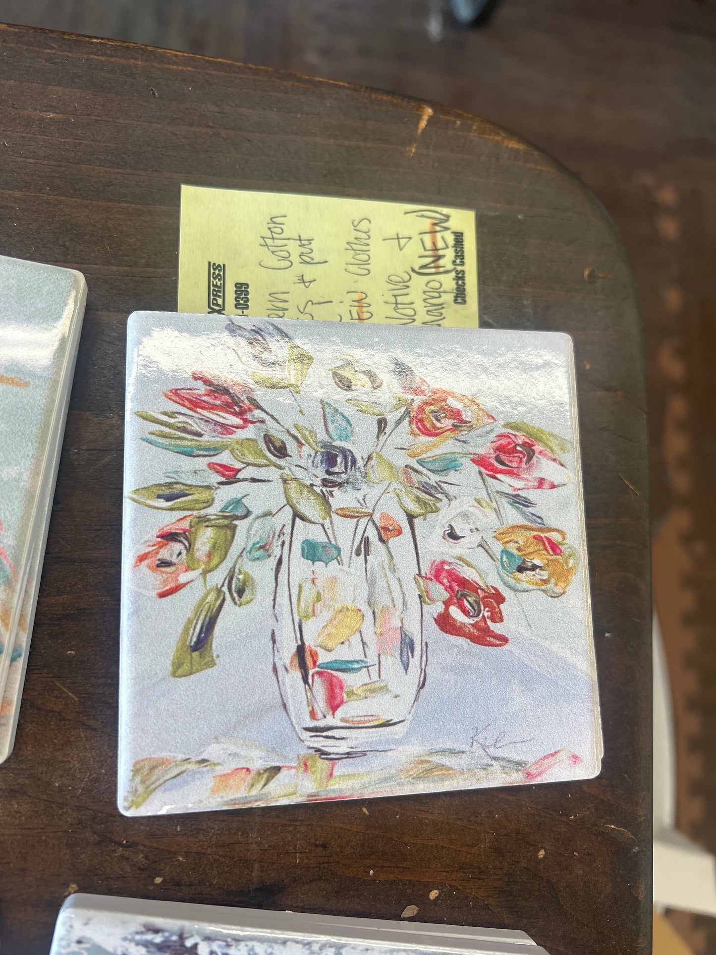 Vibrant Flower Vase Coaster