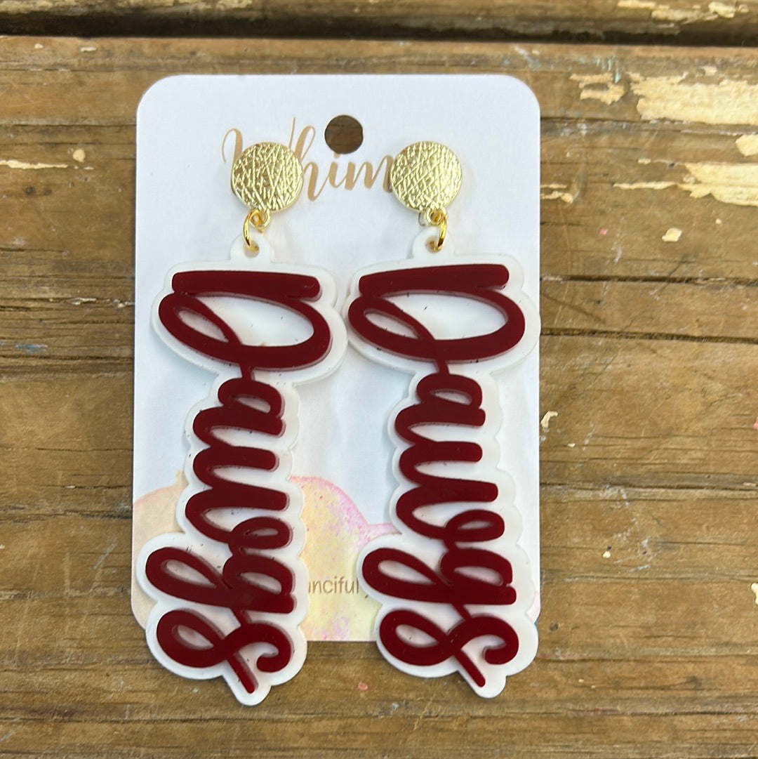Gold & White Dawgs Earrings