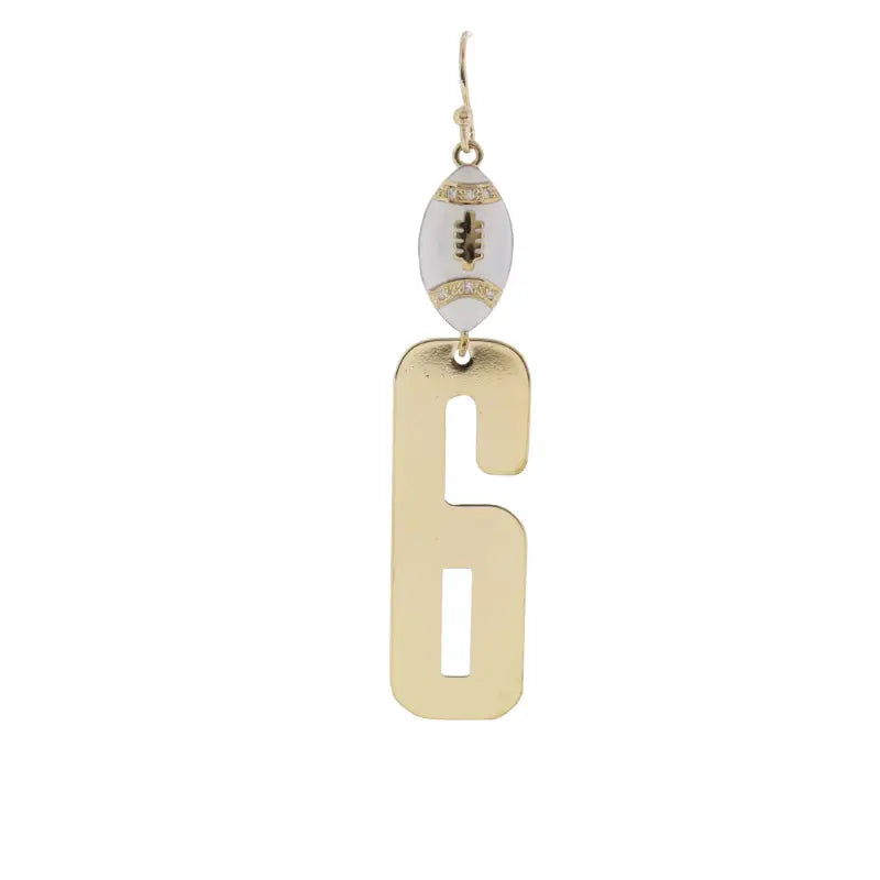 Number 6 Football Earring