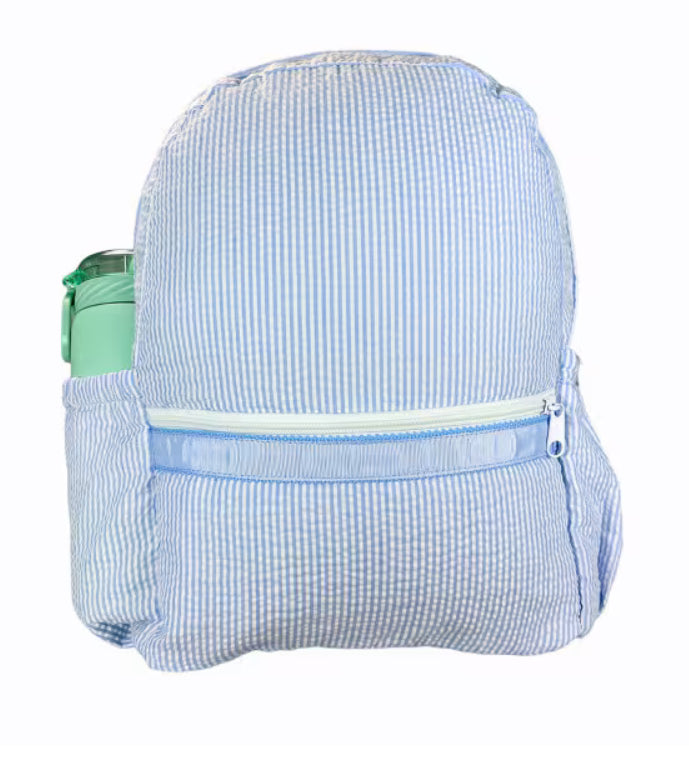 Baby Blue Seersucker Backpack