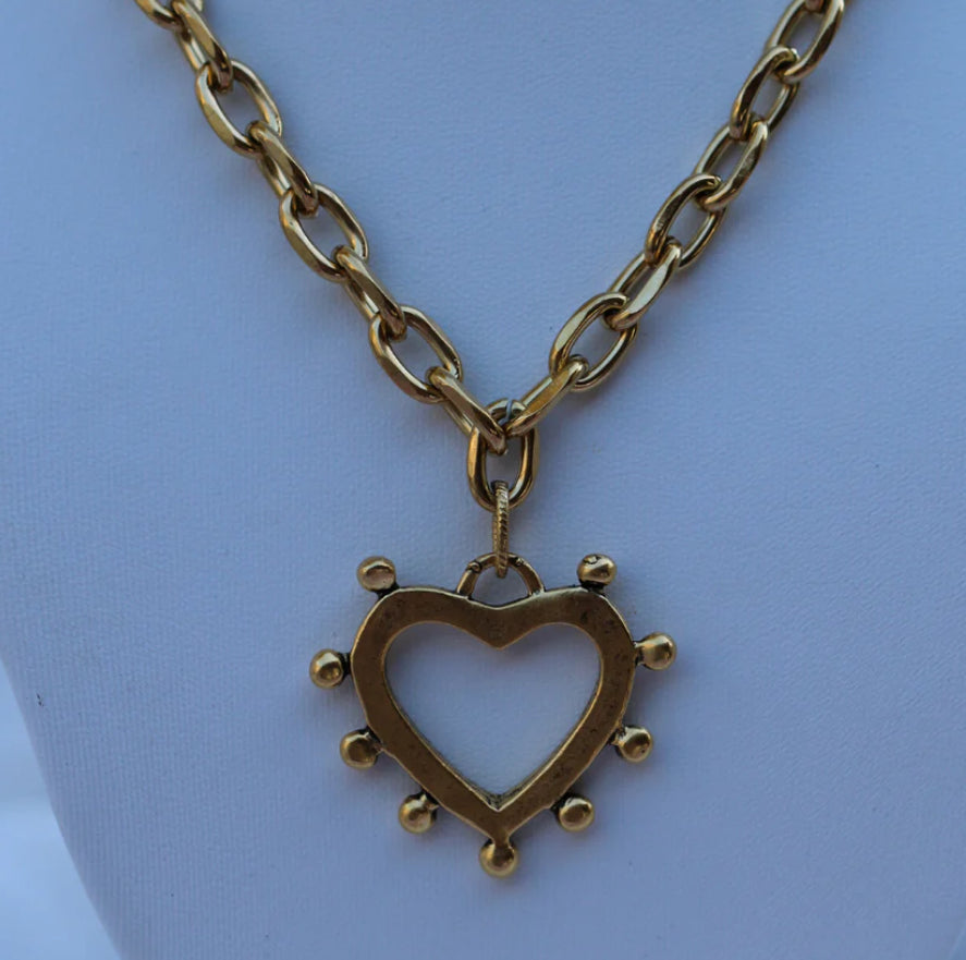 Dotted Heart Link Necklace