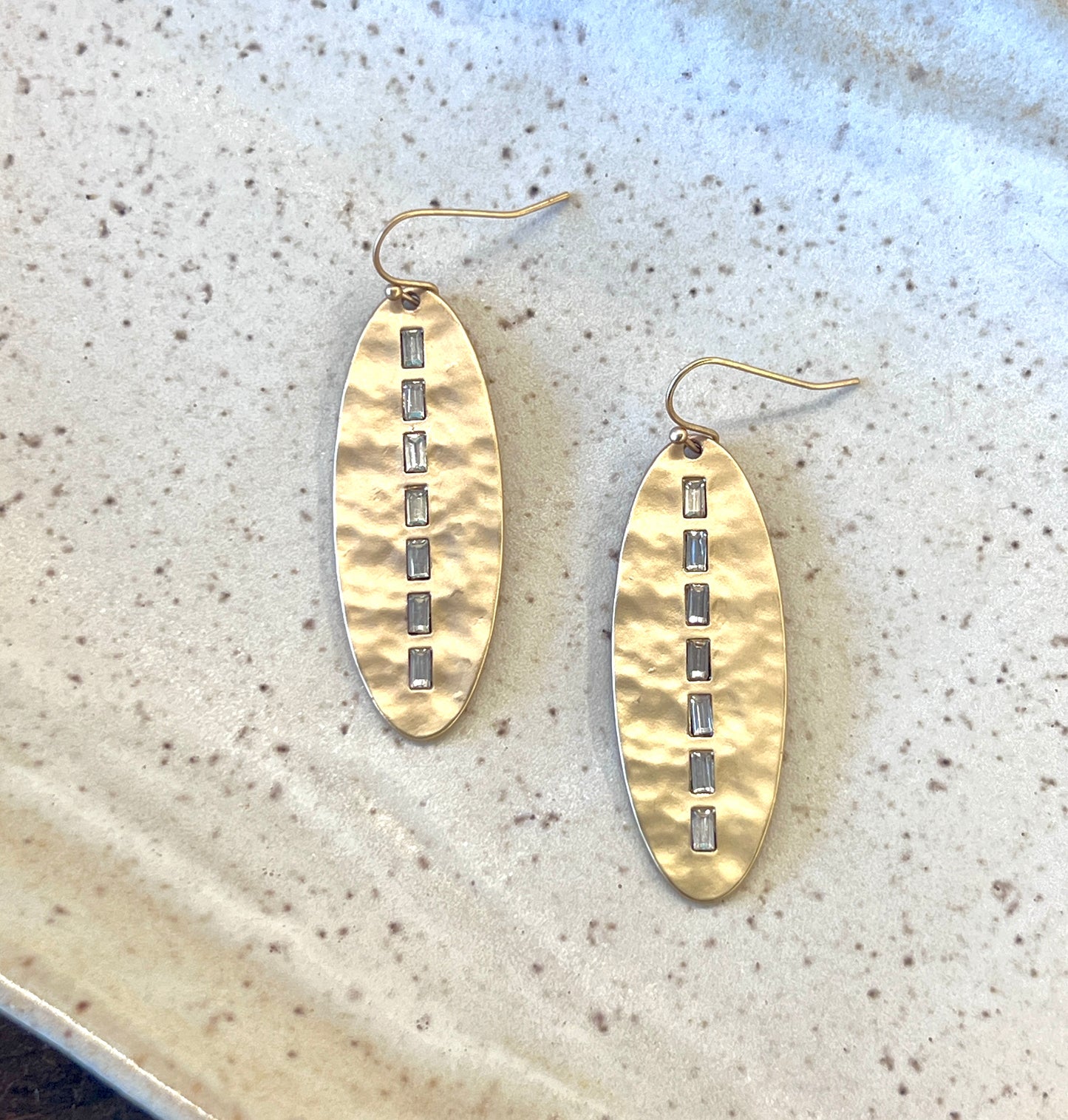 Oblong Diamond Accented Earrings