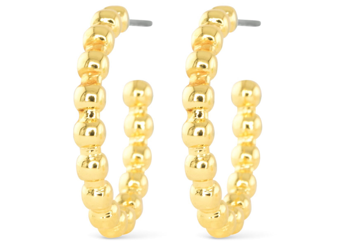 Gold Beaded Hoop Earrings